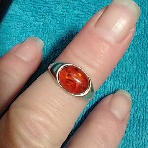 Elegant Amber And Marked 925 Silver Vintage